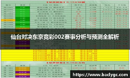 仙台对决东京竞彩002赛事分析与预测全解析